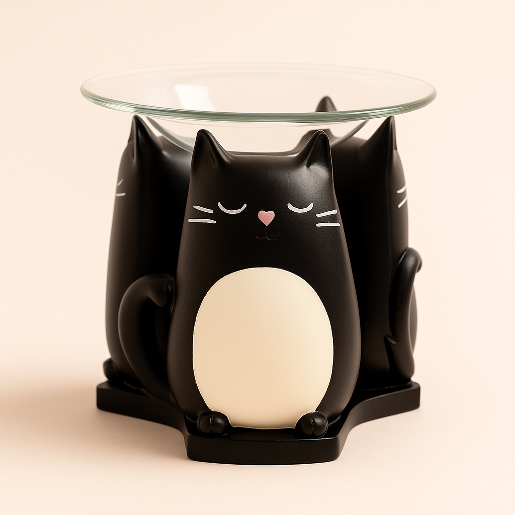 🐱 Zuckerstange & Katzenliebe – Duftwachs-Set mit Katzenlampe