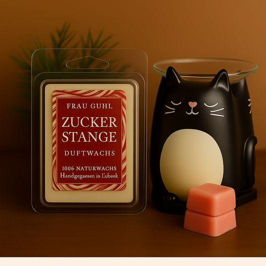 🐱 Zuckerstange & Katzenliebe – Duftwachs-Set mit Katzenlampe