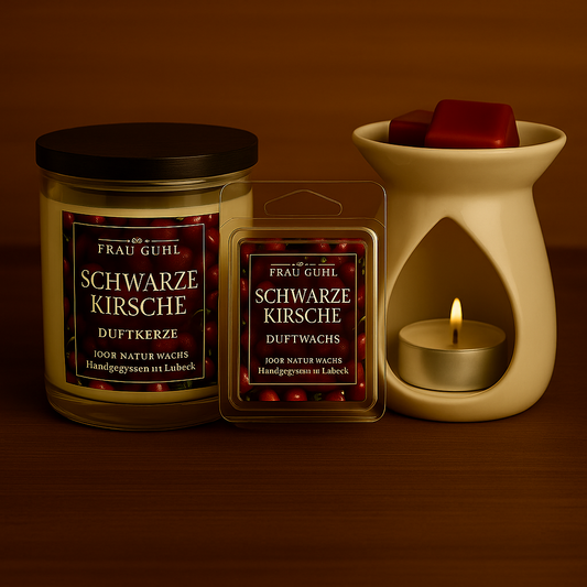 Bundle: Schwarze Kirsche – Kerze, Wachs & Duftlampe