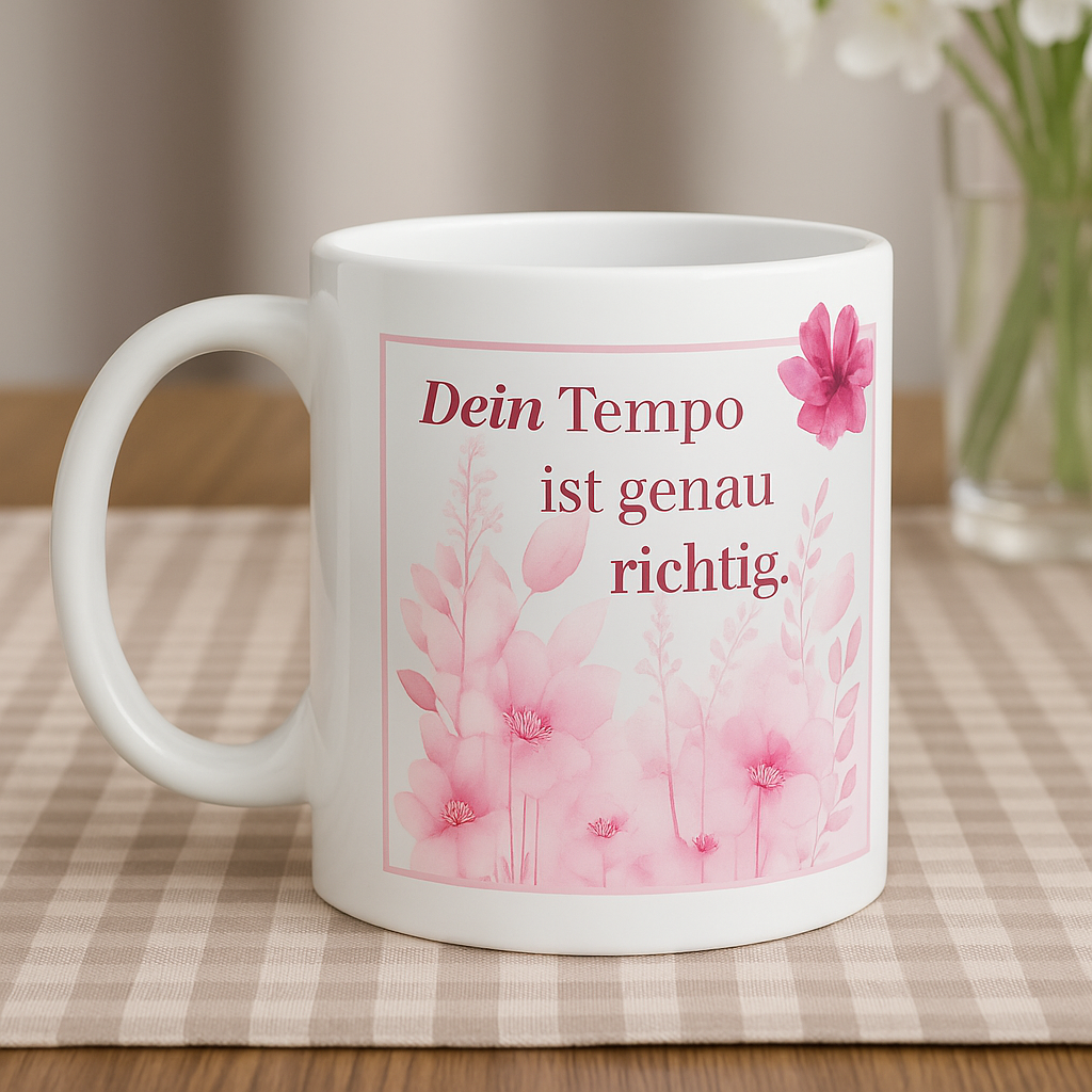 Tasse „Dein Tempo ist genau richtig.“